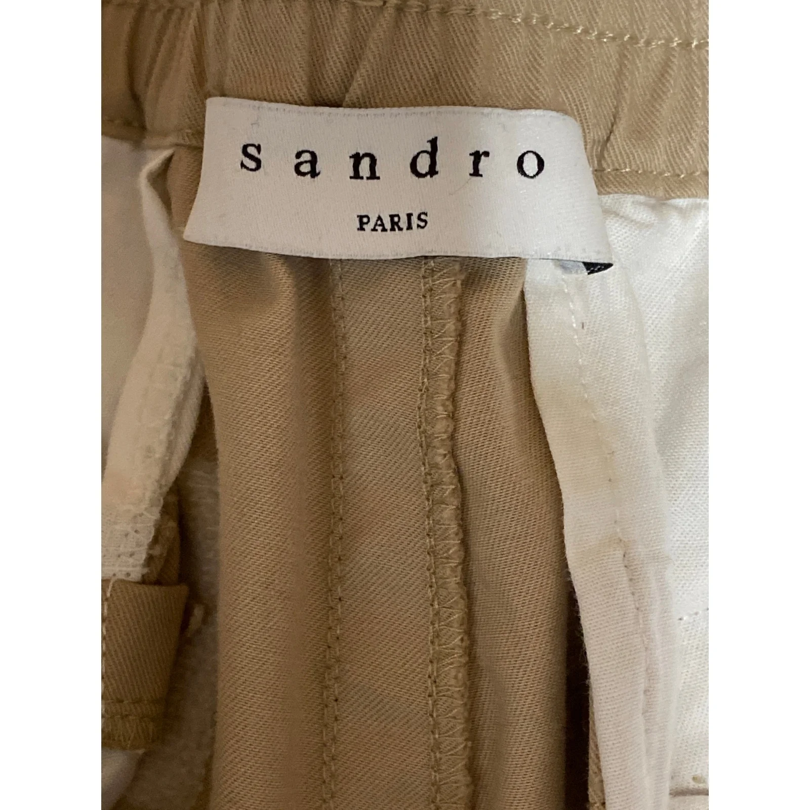 Sandro Men's Beige Khaki Tan Mid Rise Pull On Chino Bermuda Casual Shorts Sz 40 - Image 5