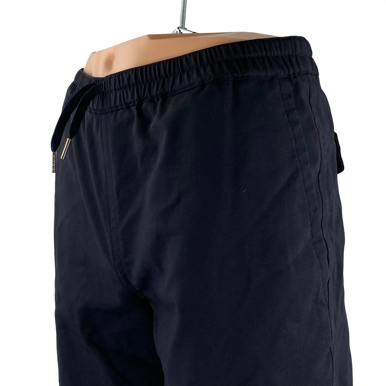 Sandro Men's Navy Blue Wool Drawstring Chino Khaki Bermuda Sweat Shorts Size 40 - Image 2