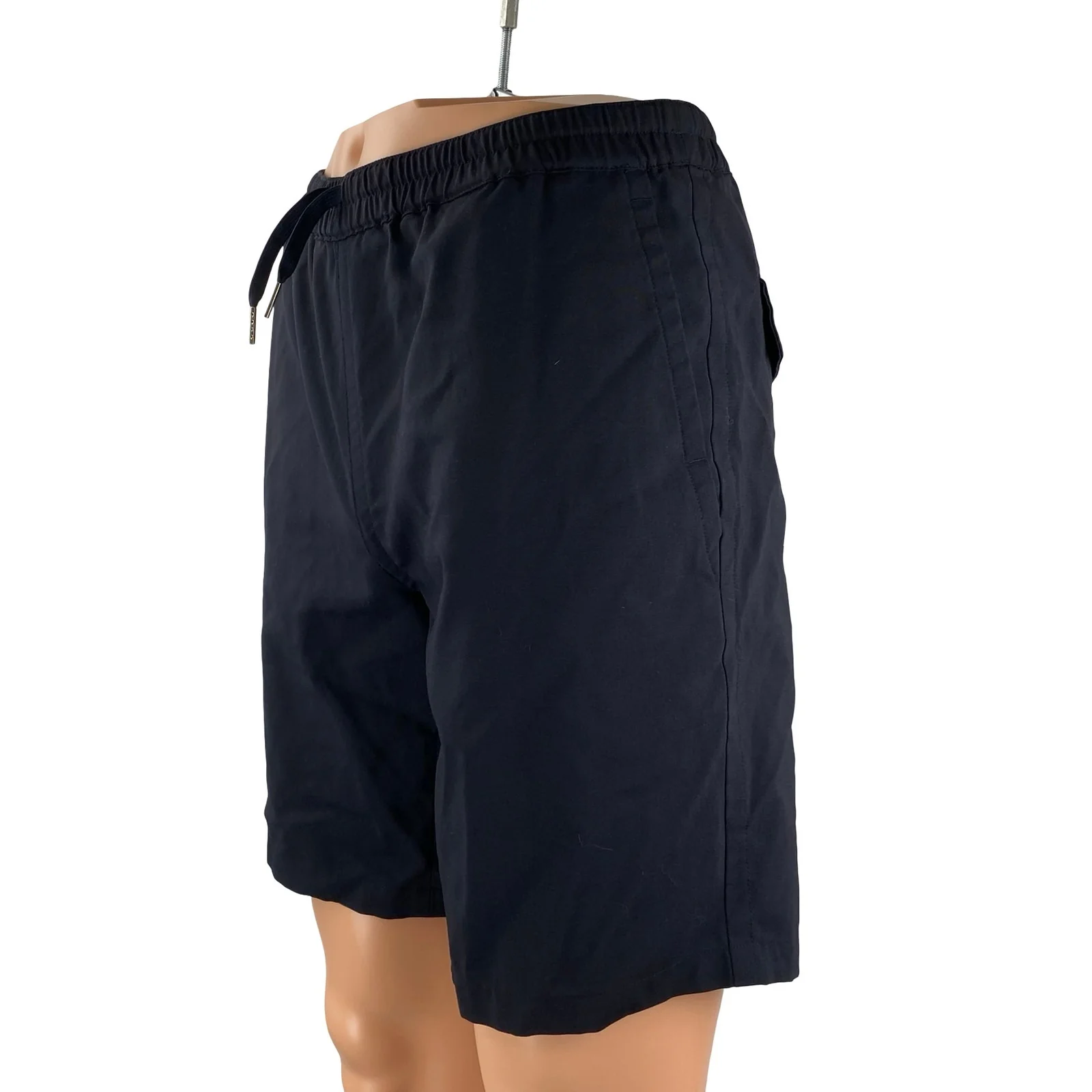 Sandro Men's Navy Blue Wool Drawstring Chino Khaki Bermuda Sweat Shorts Size 40 - Image 3