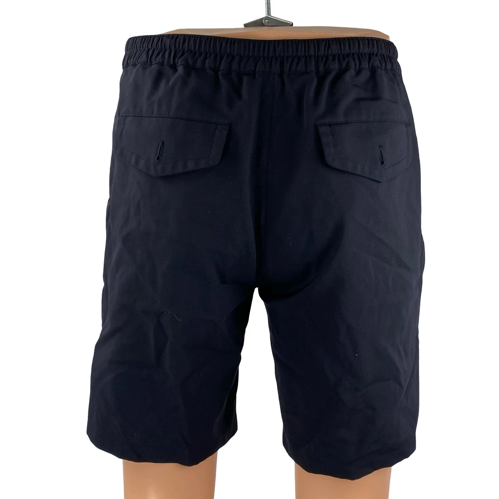 Sandro Men's Navy Blue Wool Drawstring Chino Khaki Bermuda Sweat Shorts Size 40 - Image 4