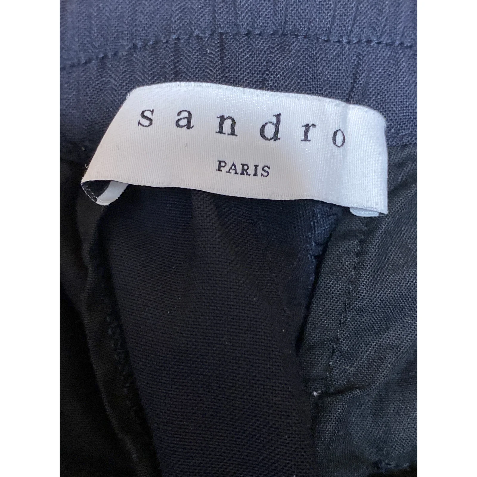 Sandro Men's Navy Blue Wool Drawstring Chino Khaki Bermuda Sweat Shorts Size 40 - Image 5
