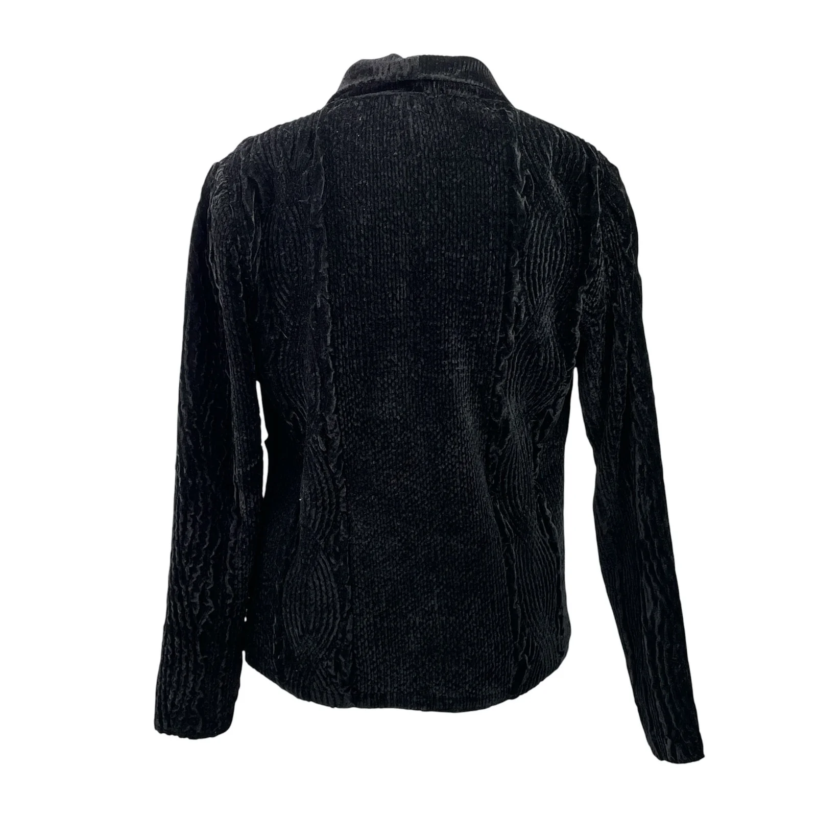 Sara Teabella Women's Black Velvet Velour Long Sleeve Button Down Shirt Top XL - Image 3