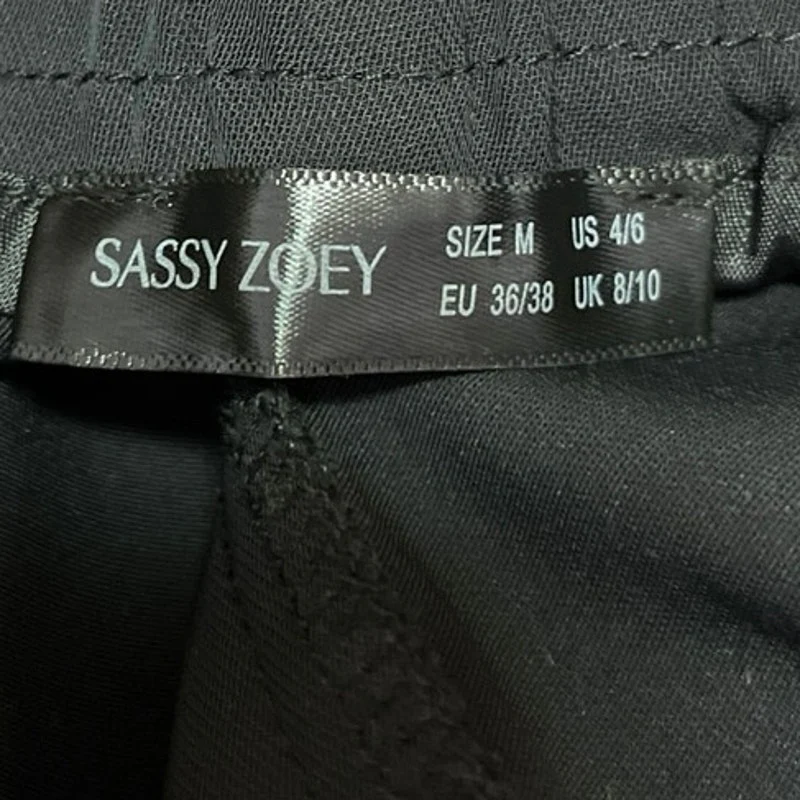 Sassy Zoey Black Pleated High Waisted Wide Leg Trousers Dress Pants Size 4/6 - Image 4
