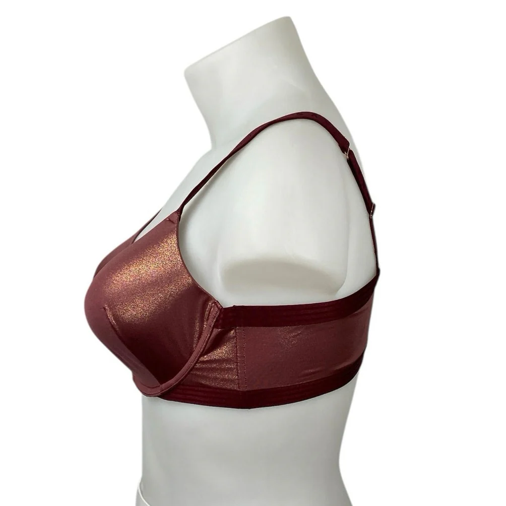 Savage X Fenty Brown Pink Metallic Underwire Adjustable Strap T-Shirt Bra Sz 40C - Image 2