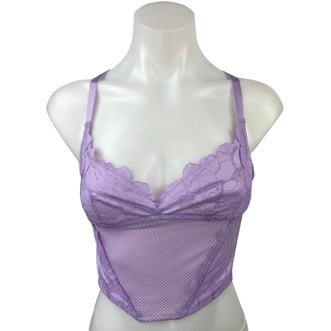 Savage x Fenty Rihanna Purple Floral Glow Lace Bustier Lingerie Camisole Top S