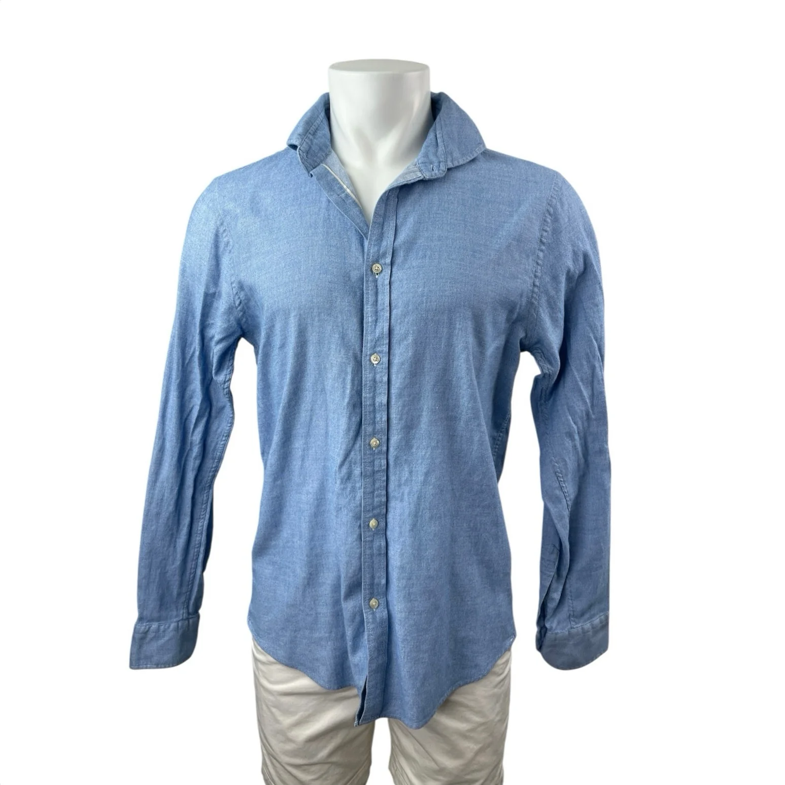 Scotch & Soda High on Chai Men's Blue Long Sleeve Button Down Shirt Top Size L