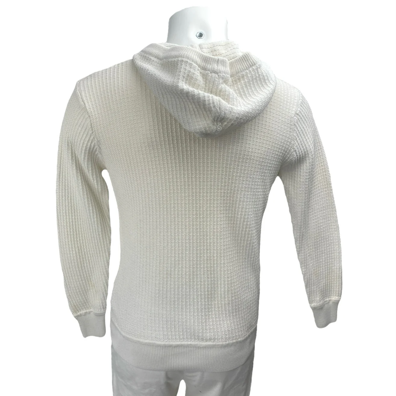 Scotch & Soda Men's White Waffle Knit Long Sleeve Hooded Hoodie Sweater Top Sz S - Image 2