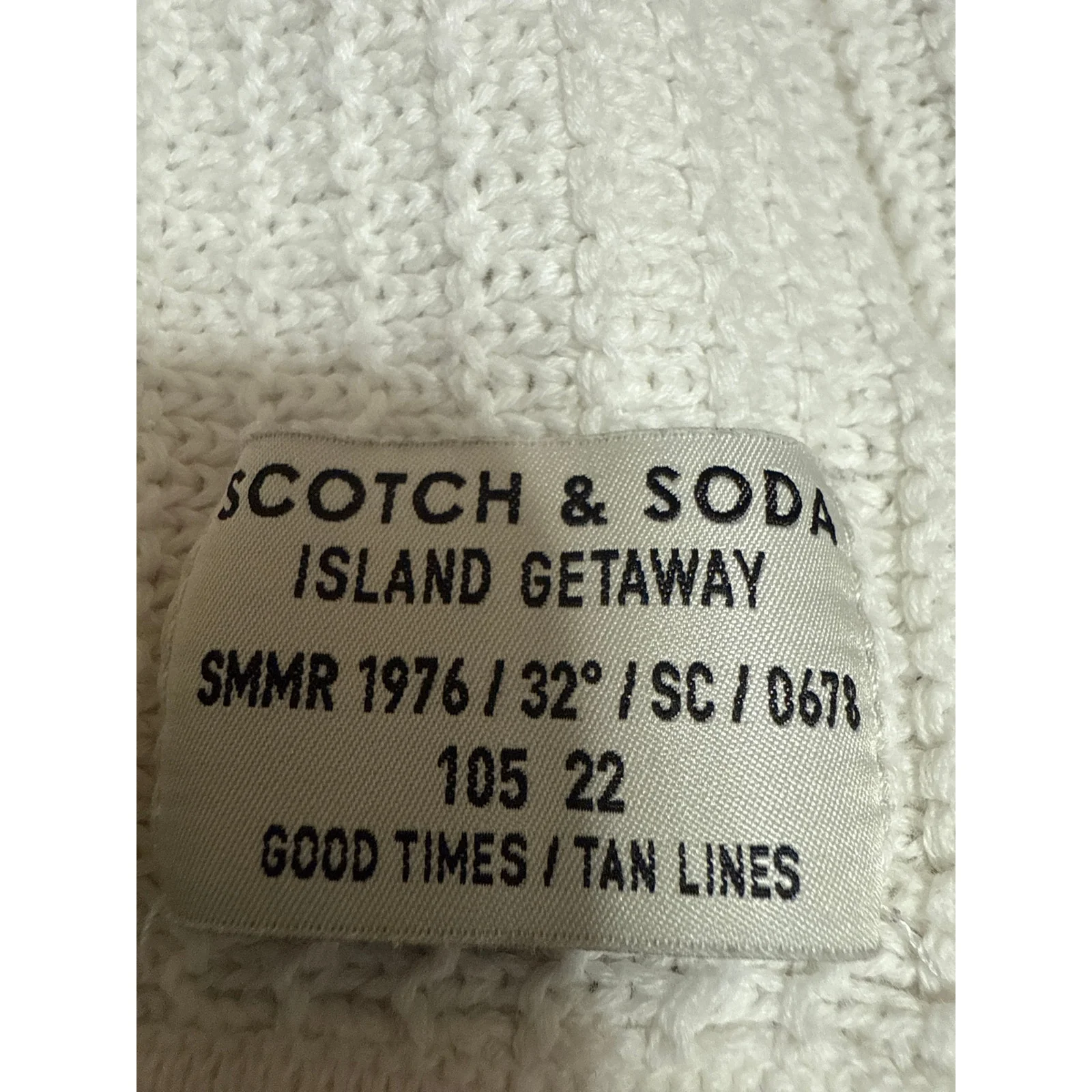 Scotch & Soda Men's White Waffle Knit Long Sleeve Hooded Hoodie Sweater Top Sz S - Image 4