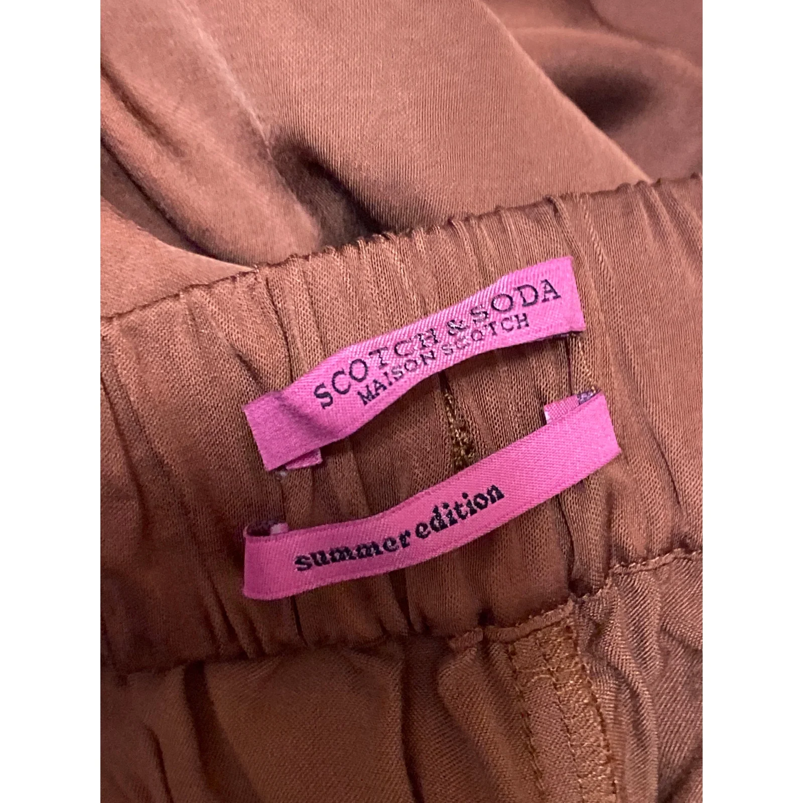 Scotch & Soda Women's Brown High Rise Elastic Waist Wide Leg Trousers Pants Sz M - Image 4