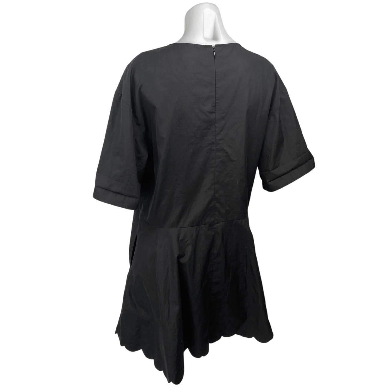 See By Chloe Women Black Short Sleeve Ruffle Drop Waist Shift Mini Dress Size 14 - Image 2