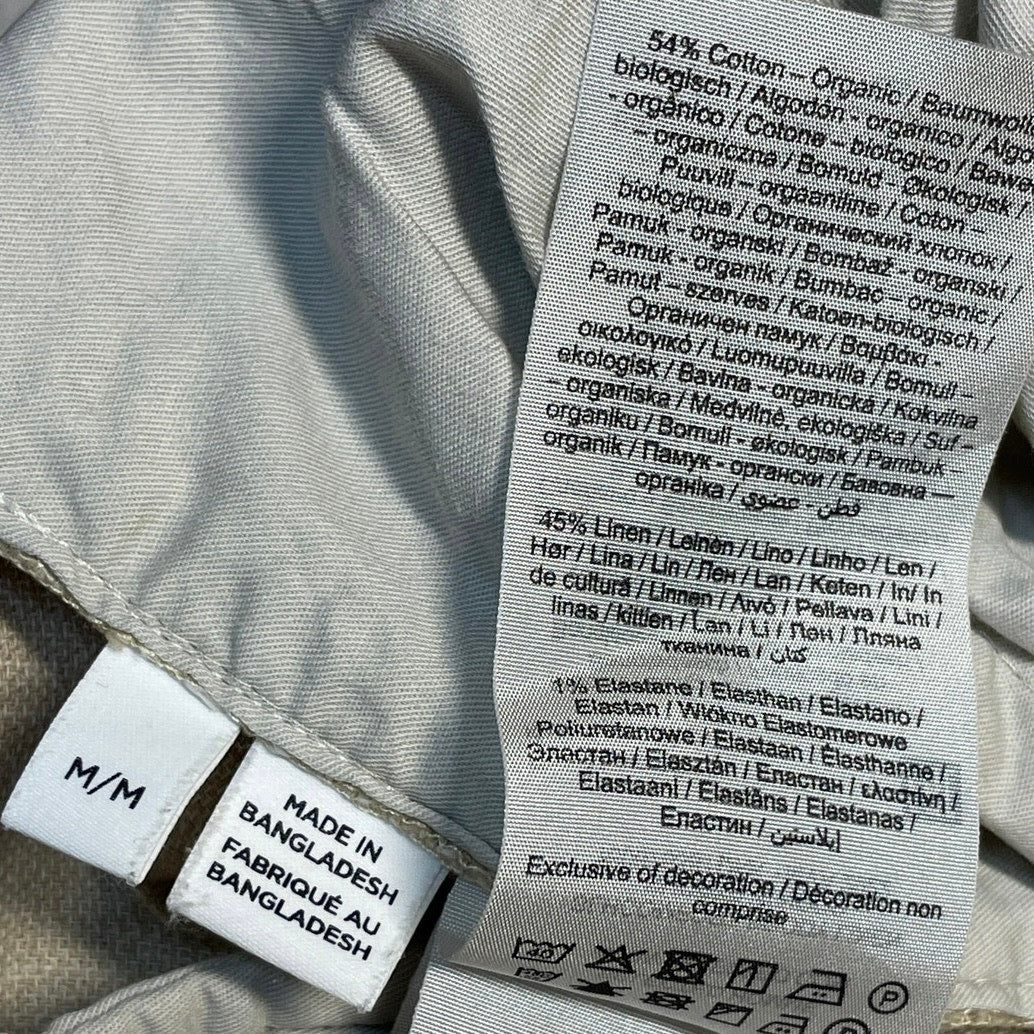 Selected Men's Beige Linen Drawstring Chino Khaki Bermuda Golf Shorts Size M - Image 5