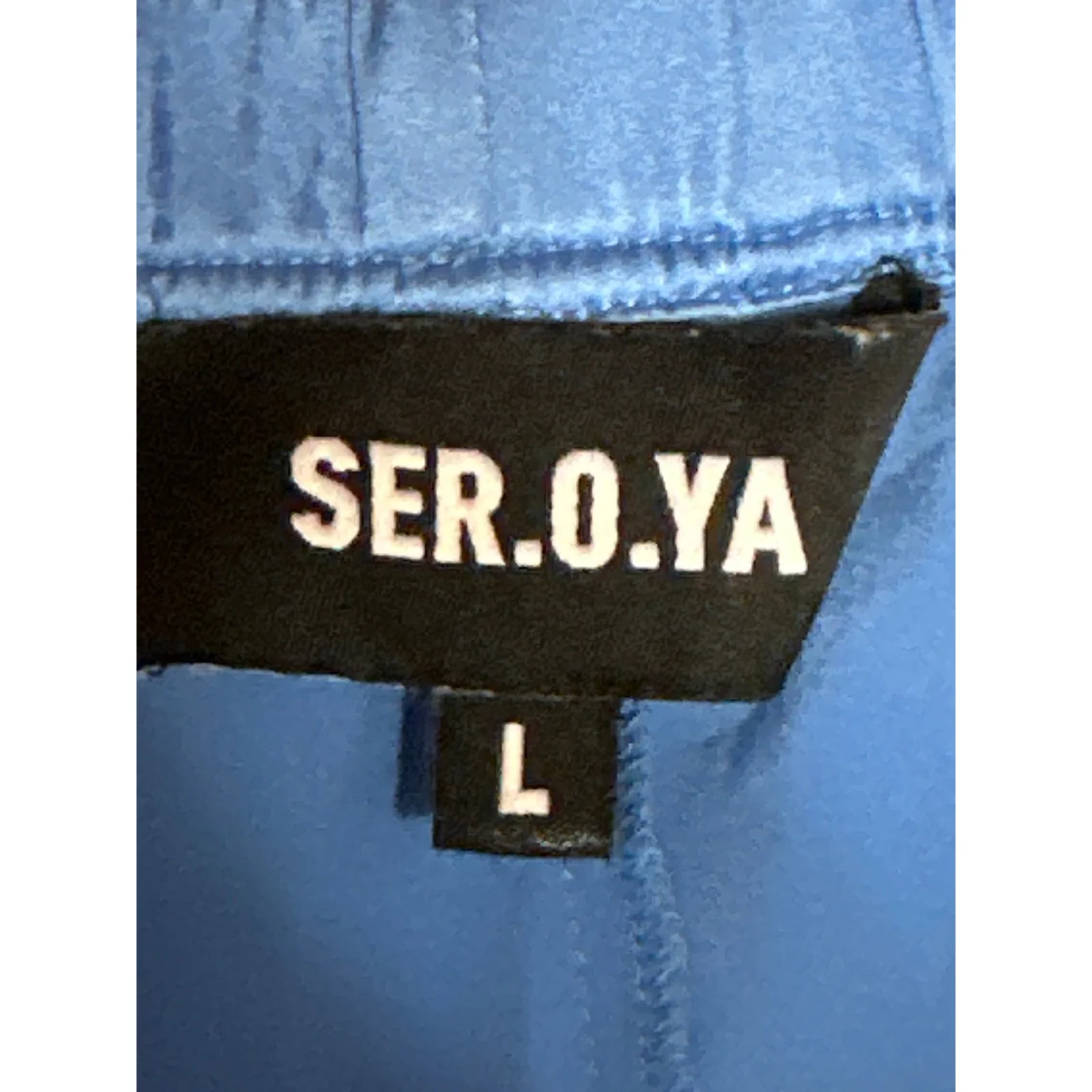Ser.O.Ya Women's Blue Silk Satin Elastic Waist Wide Leg Lounge Trousers Pants L - Image 4