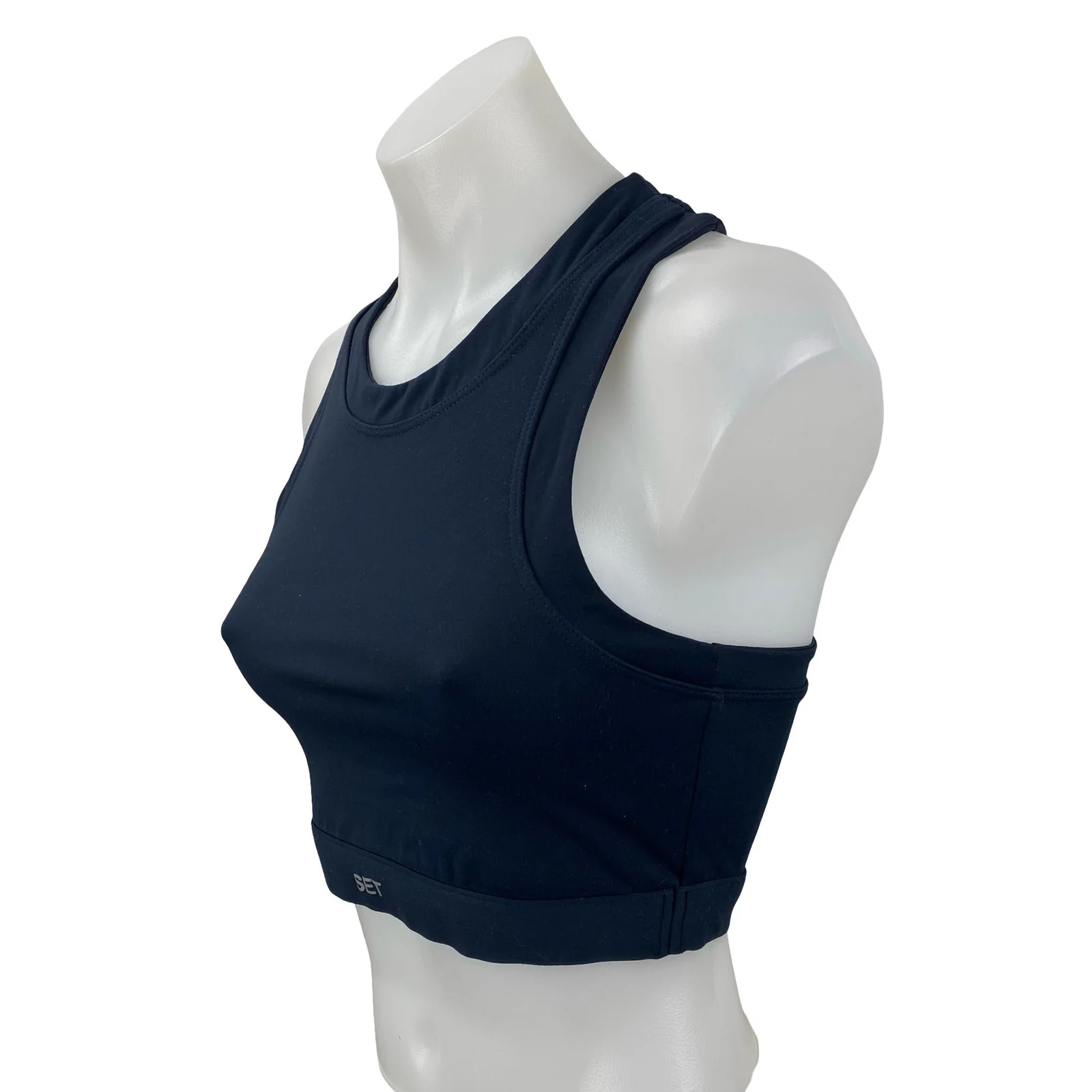 Set Active Navy Blue Racerback Yoga Workout Gym Athletic Sports Bra Crop Top M - Image 3