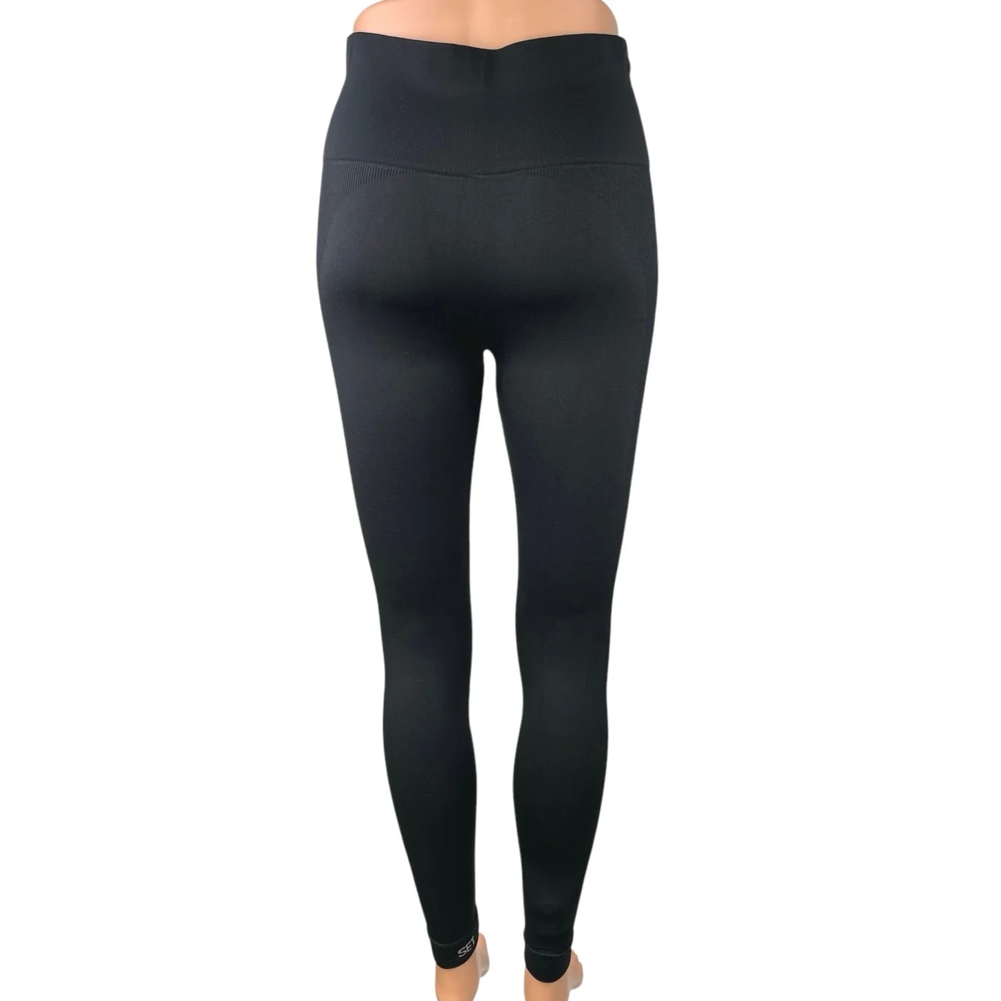 Set Active Women's Black Mid Rise Skinny Leg Workout Yoga Gym Leggings Pants M - Image 3