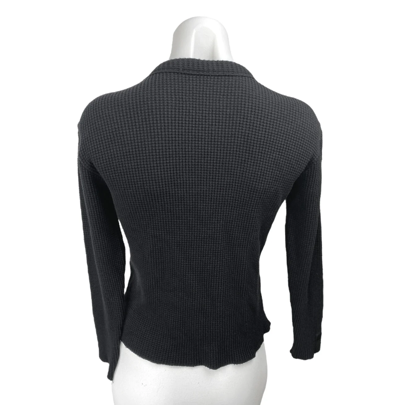 Set Active Women's Black Waffle Knit Long Sleeve Crew Neck Sweater Top Size S - Image 2