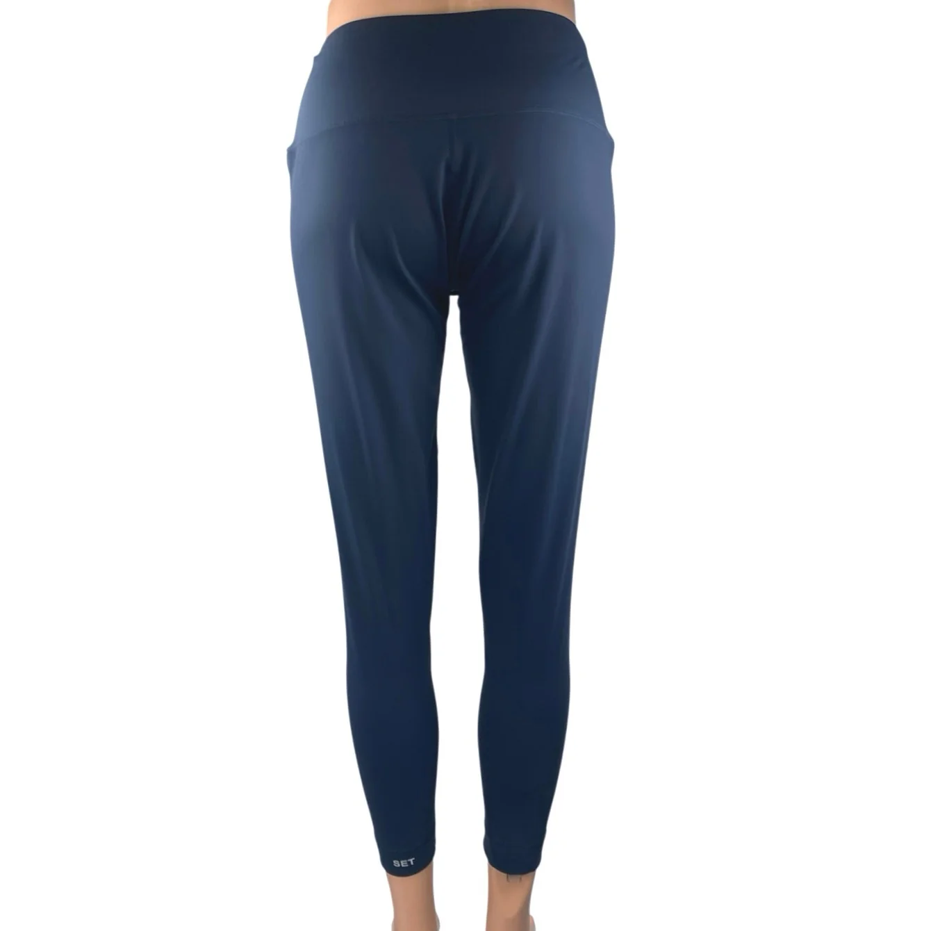 Set Active Women's Blue Skinny Leg High Waist Fitness Workout Leggings Pants XL - Image 3