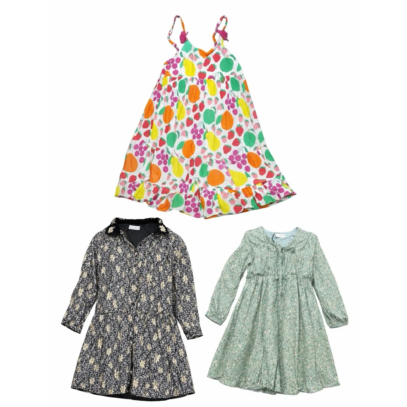 Set of 3 Kids Girls Boden Zara Floral Strawberry Long Sleeve Dress Size 9-10Y