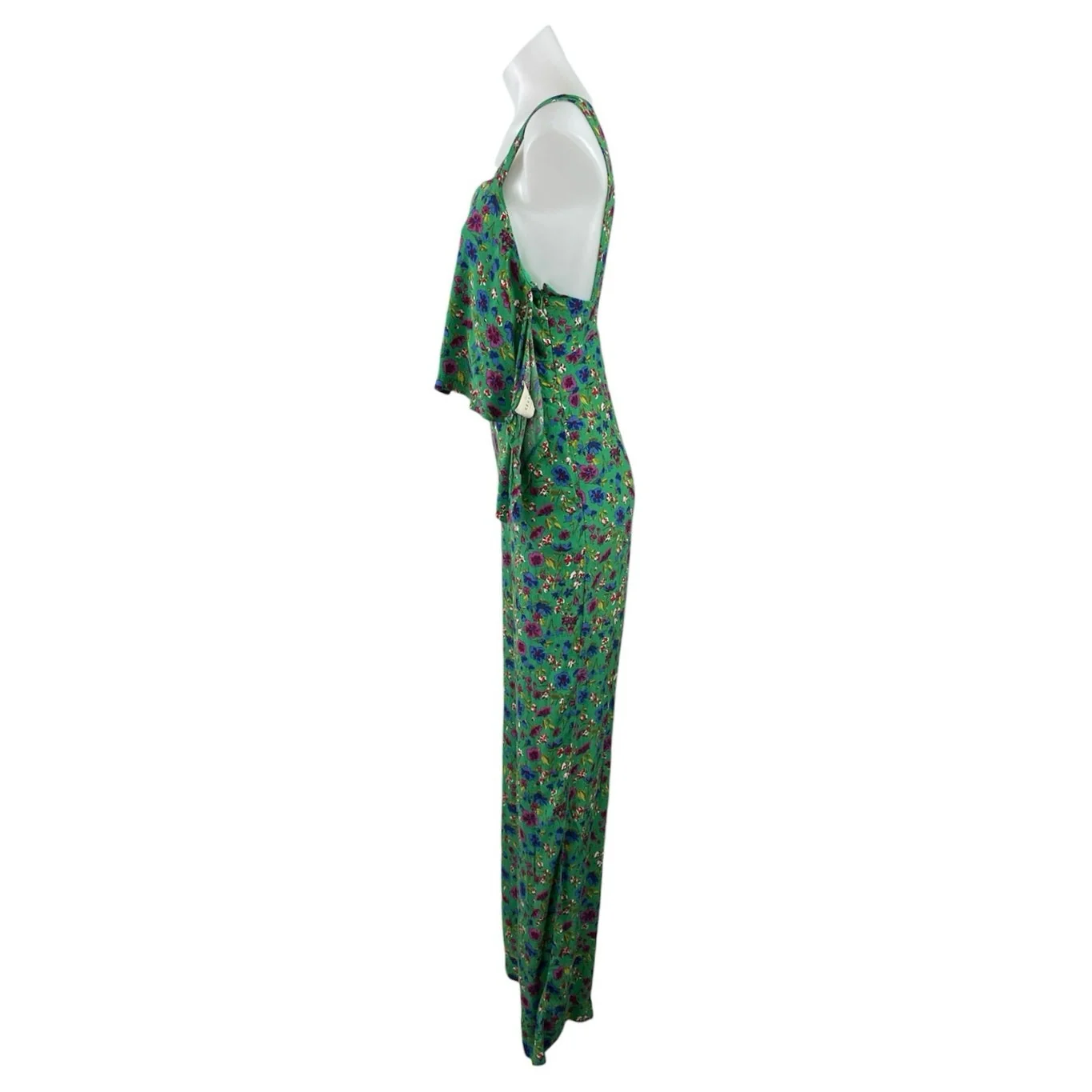 Sezane Penelope Green Floral Sleeveless Ruffle Straight Wide Leg Jumpsuit Size 2 - Image 2