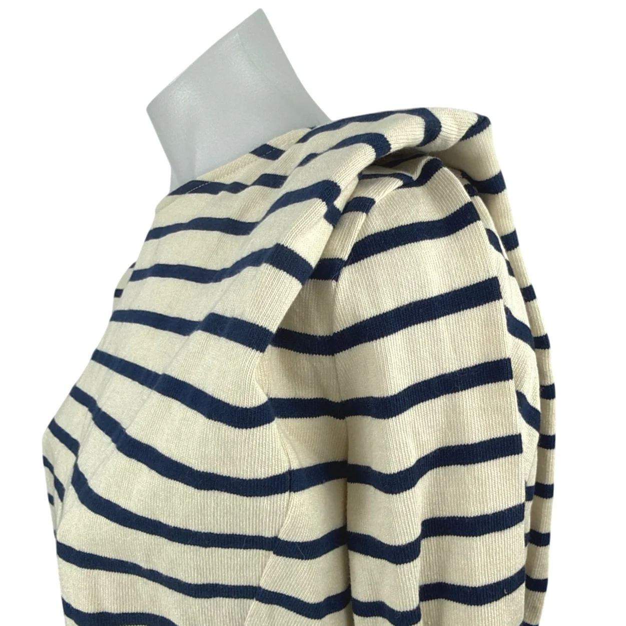 Sezane Women's Cream Navy Blue Striped Knit Long Sleeve T Shirt Tee Top Size XS - Image 4