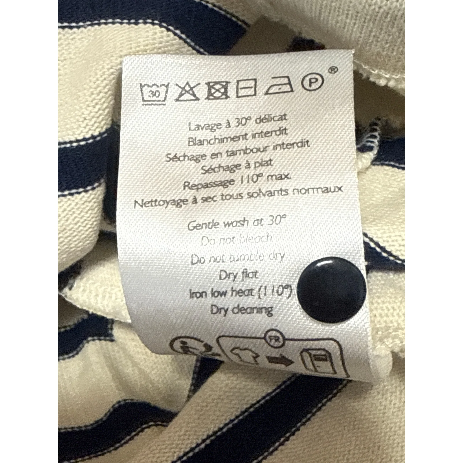 Sezane Women's Cream Navy Blue Striped Knit Long Sleeve T Shirt Tee Top Size XS - Image 7