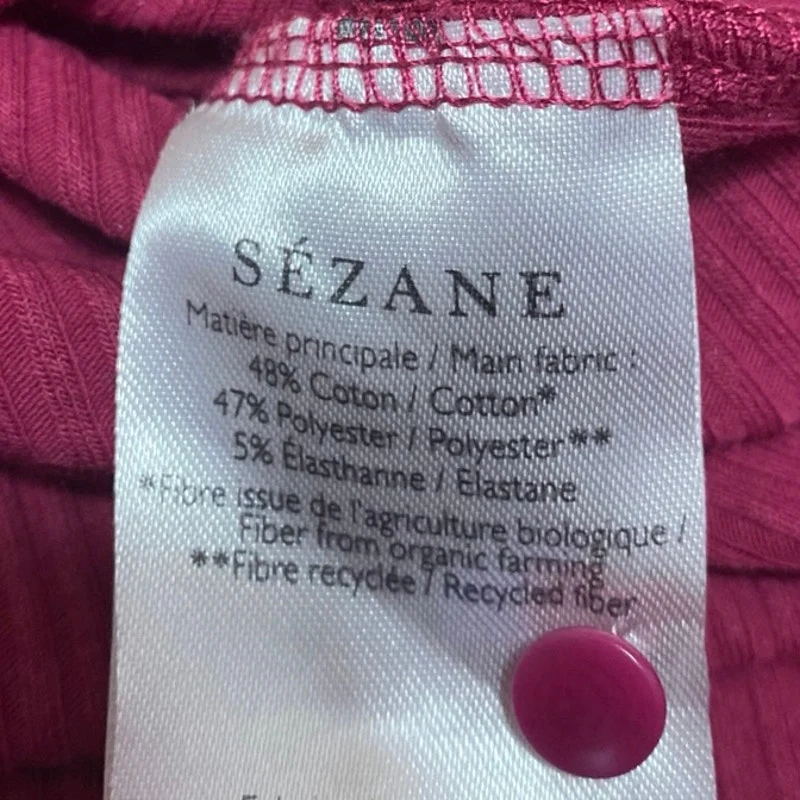 Sezane Women's Pink Long Sleeve Square Ribbed Knit One Piece Bodysuit Top Size S - Image 4