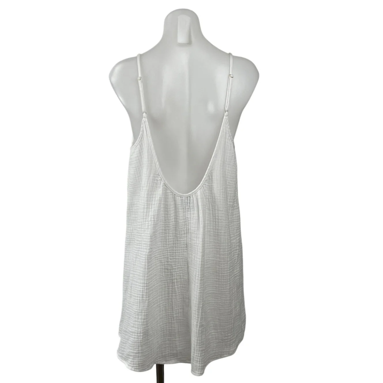 Shade & Shore Women's White Sleeveless Open Back Cami Tank Mini Dress Size M - Image 4