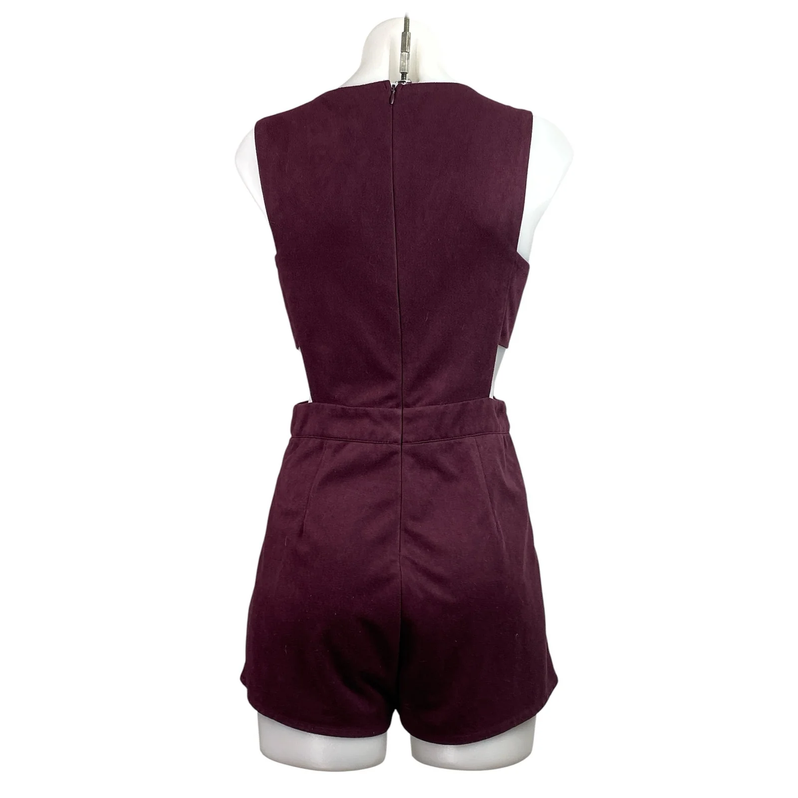 She + Sky Womens Maroon Sleeveless Cutout Active Athleisure Jumpsuit Romper Sz S - Image 3