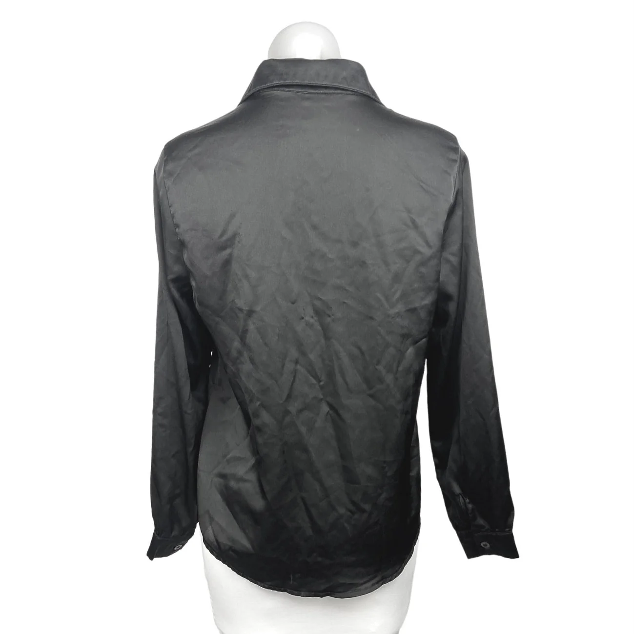 Shein Black Collared Solid Career Office Long Sleeve Button Down Shirt Size 4 - Image 2