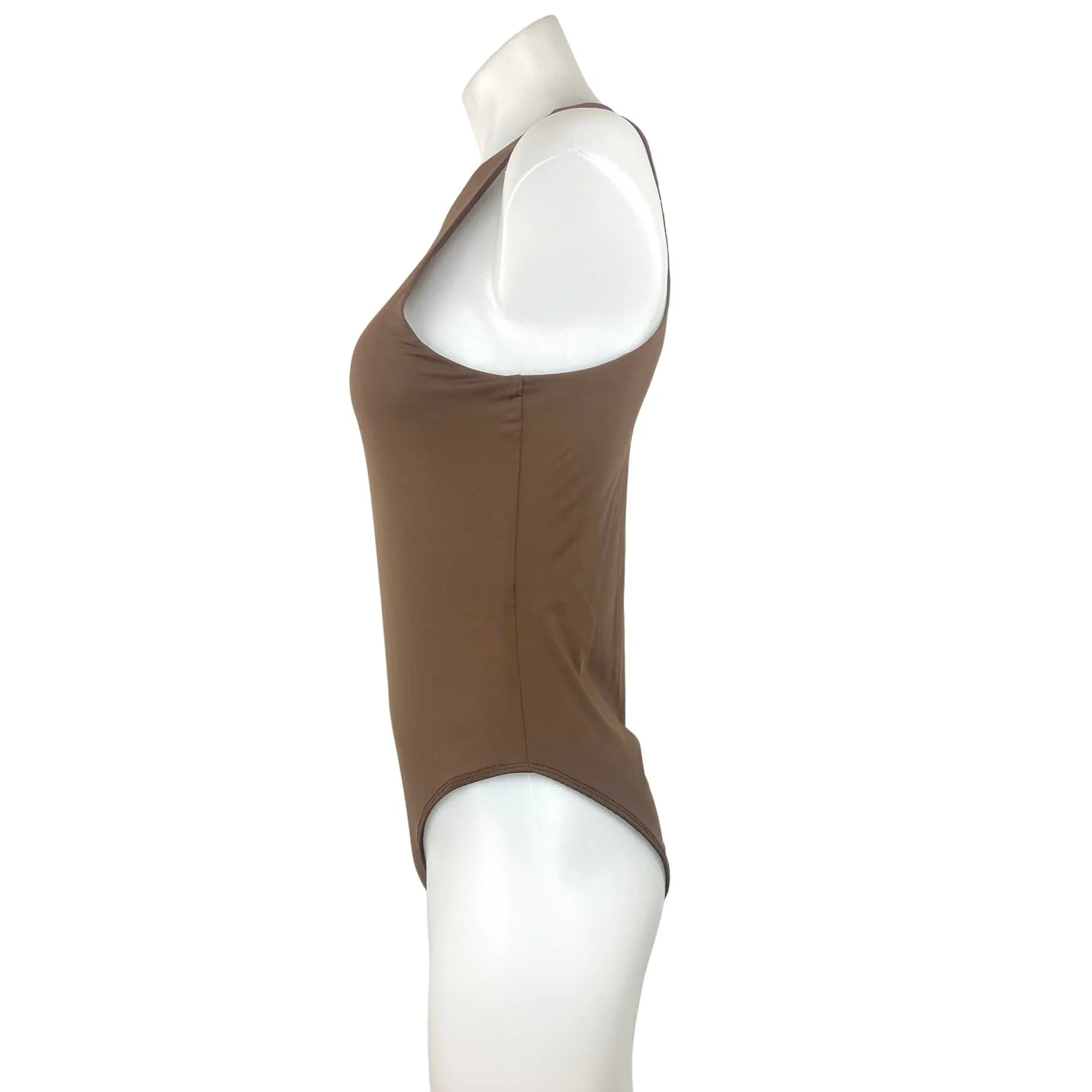 Shein Brown Crew Neck Sleeveless Stretch Knit Beach Wear Casual Bodysuit Size M - Image 2