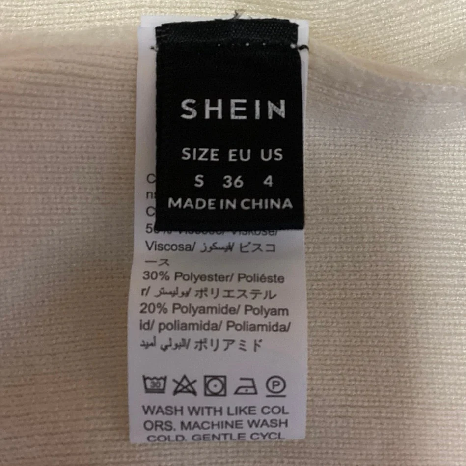 Shein Cream Black Knit V Neck Belted Tie Waits Long Sleeve Mini Dress Size 4 - Image 4