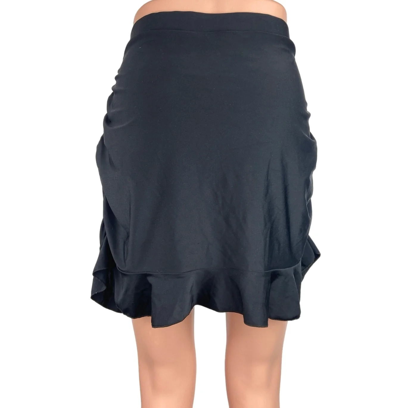 Shekini Black Ruffles Ruched Side Swimsuit Bottom Mini Pencil Swim Skirt Size L - Image 3
