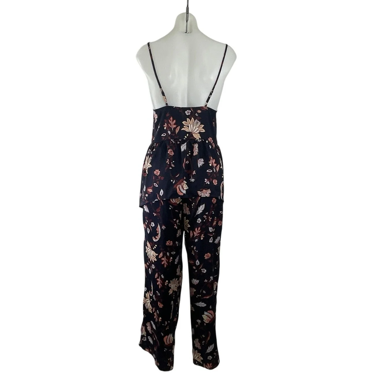 Shimera Botanical Floral Peplum Cami Top Wide Leg Pajama Lounge Sleepwear Set XS - Image 4