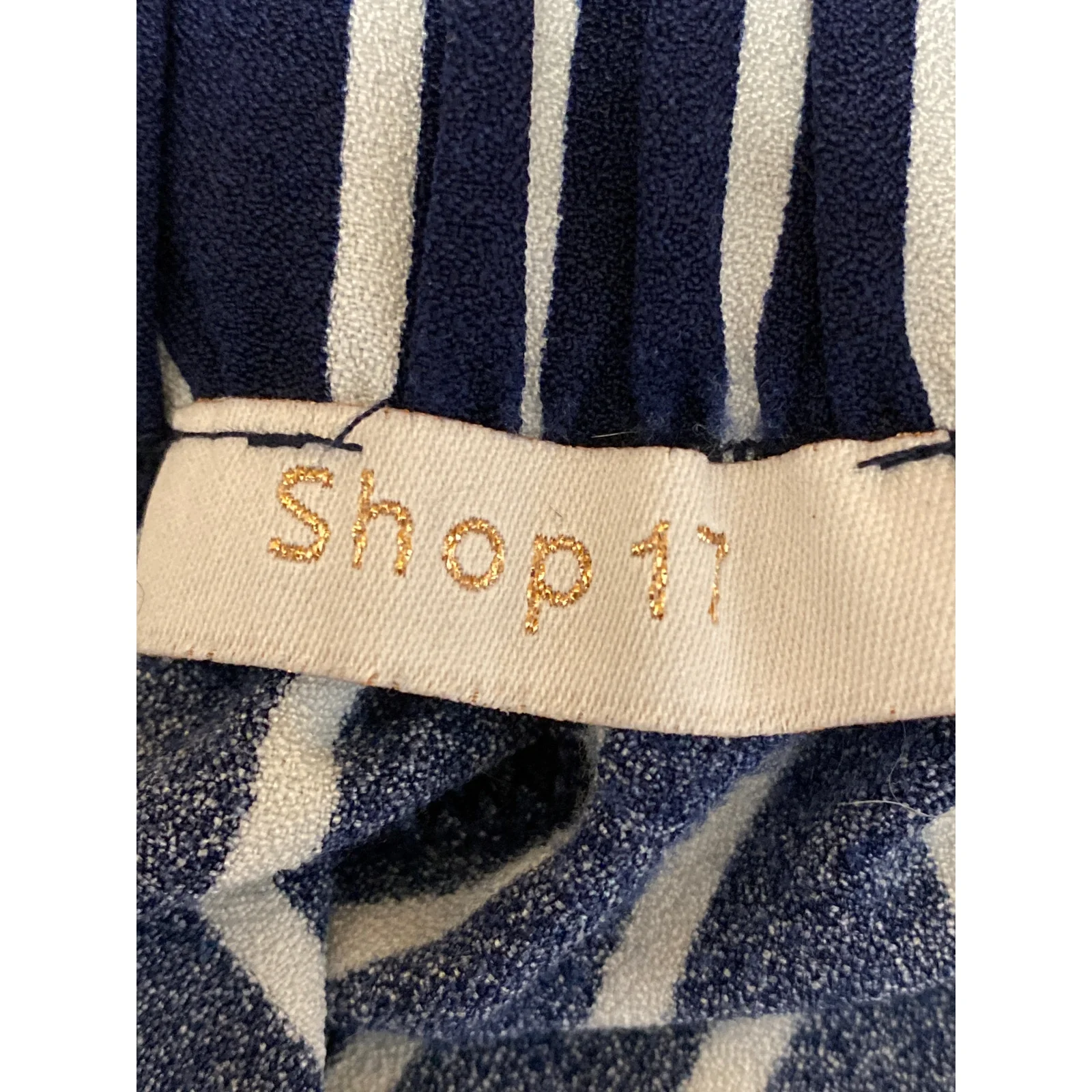 Shop 17 Womens Blue Stripe High Rise Tie Waist Palazzo Wide Leg Trousers Pants M - Image 5