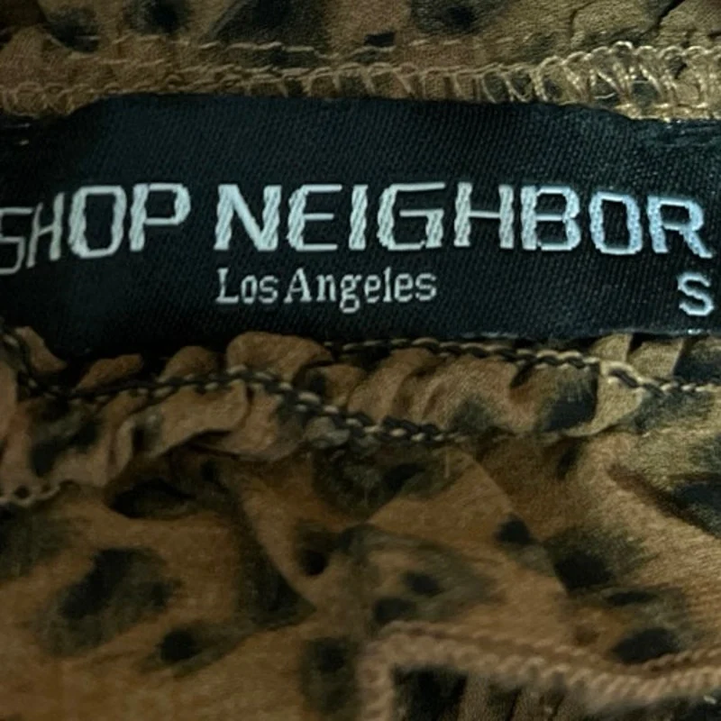 Shop Neighbor Brown Leopard Animal Print Short Sleeve Peplum Blouse Top Size S - Image 3