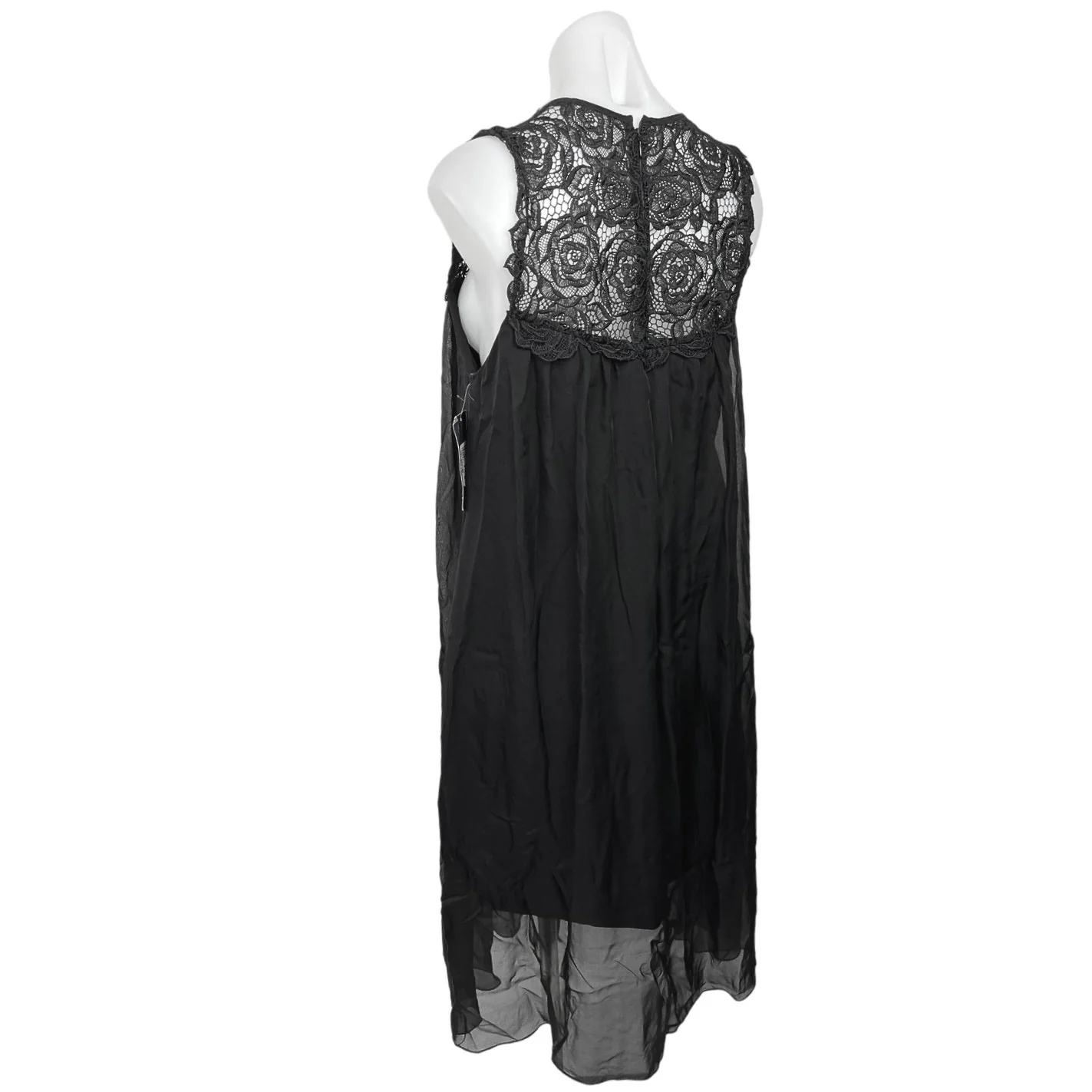 Shoshanna Midnight NWT Black Rose Lace Reim Sleeveless Lined Sheer Midi Dress 8 - Image 2