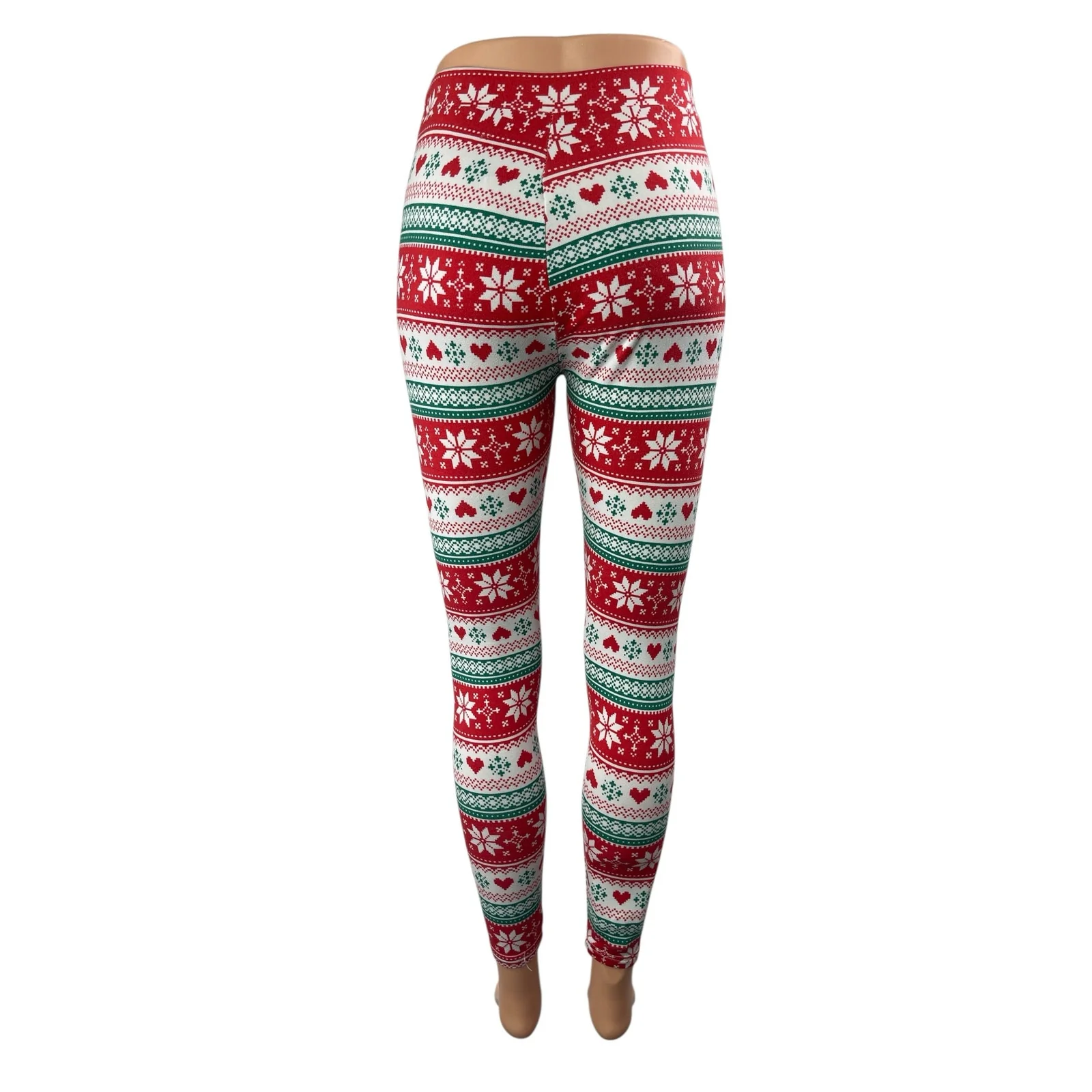 Shosho Women's Multicolor Christmas Holiday High Rise Skinny Leggings Pants S/M - Image 2