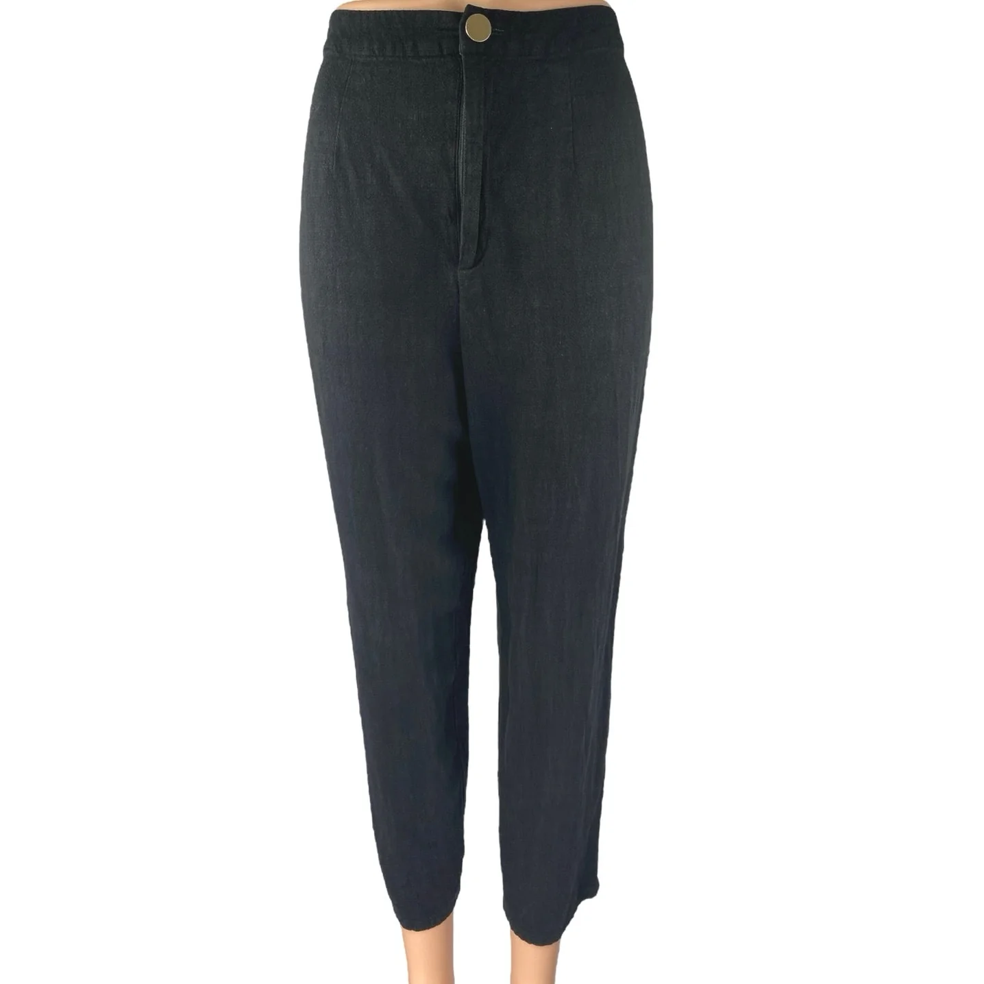 Show Me Your Mumu Women's Black Straight Tapered Leg High Waist Trousers Pants L