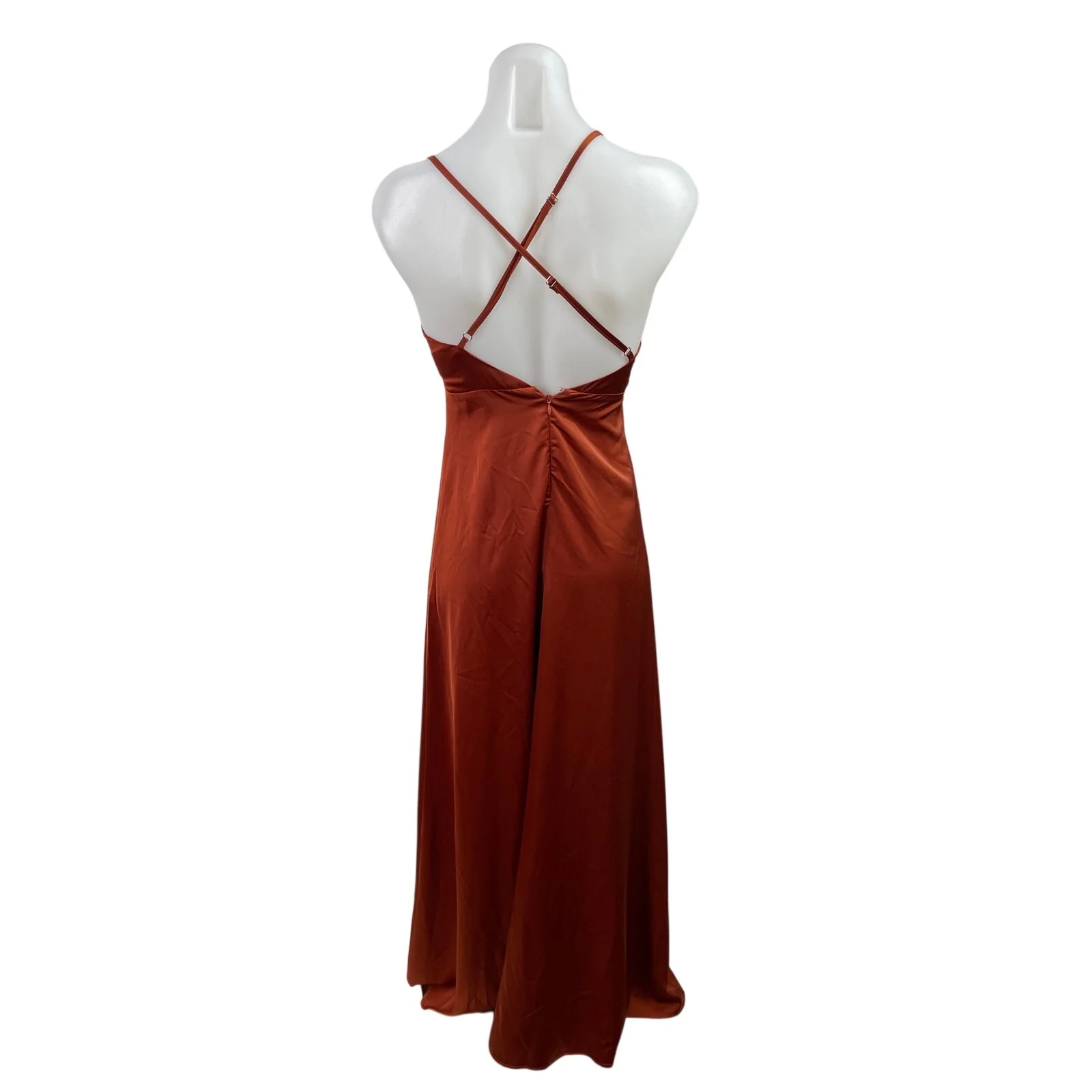 Showpo Women's Orange Sleeveless Cross Back Slit Maxi Flared A-Line Tank Dress 0 - Image 3