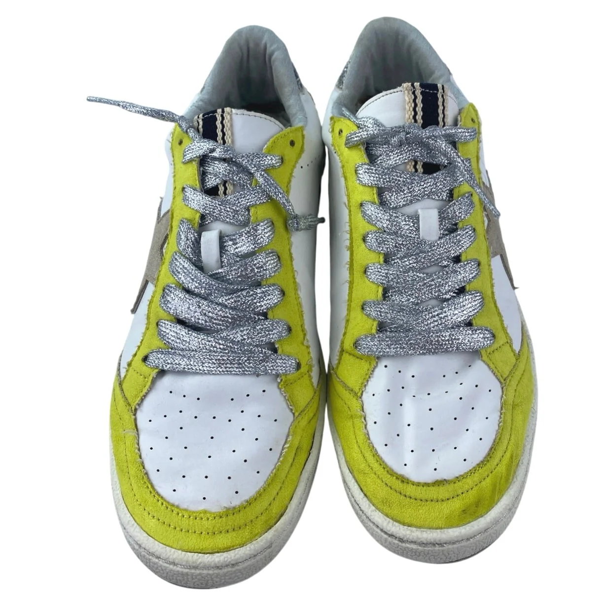 Shu Shop Paz Women's Yellow Silver Glitter Low Top Lace Up Sneakers Shoes Size 8 - Image 2