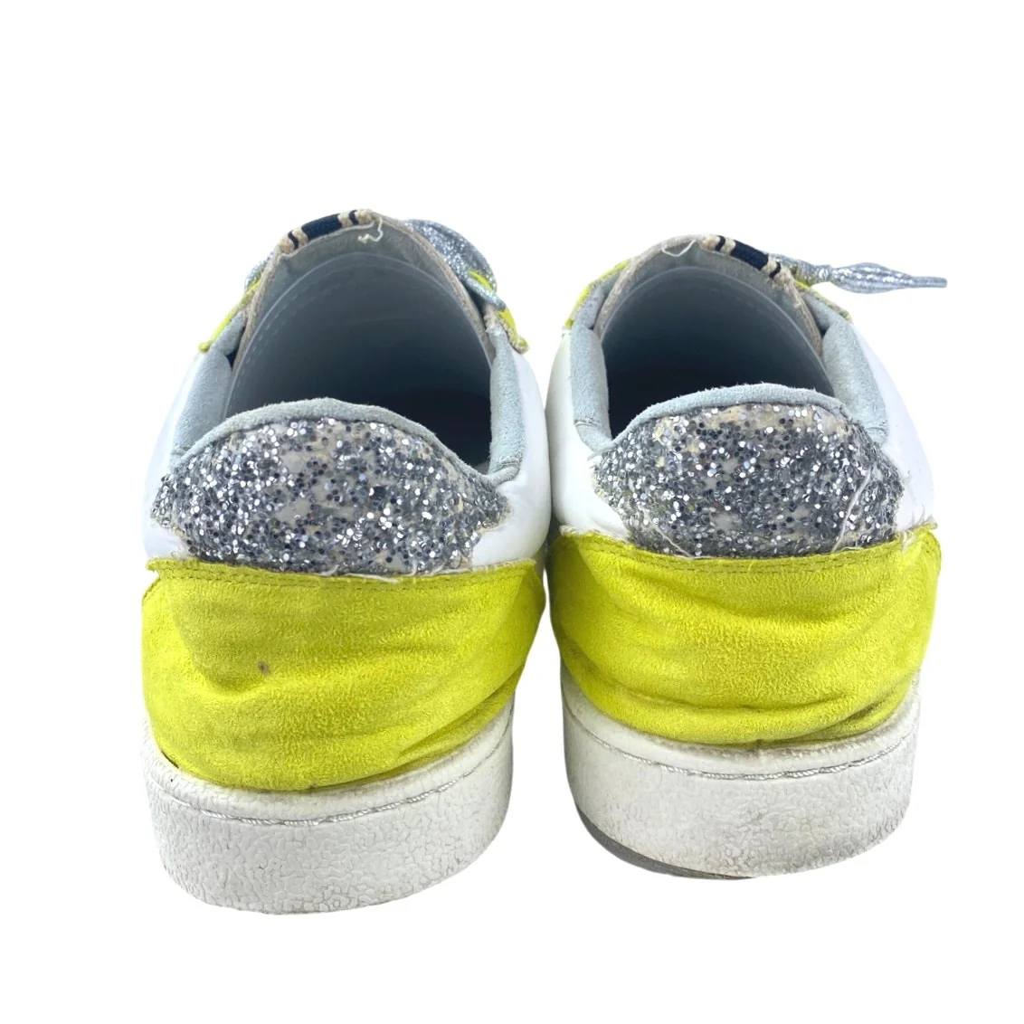 Shu Shop Paz Women's Yellow Silver Glitter Low Top Lace Up Sneakers Shoes Size 8 - Image 3