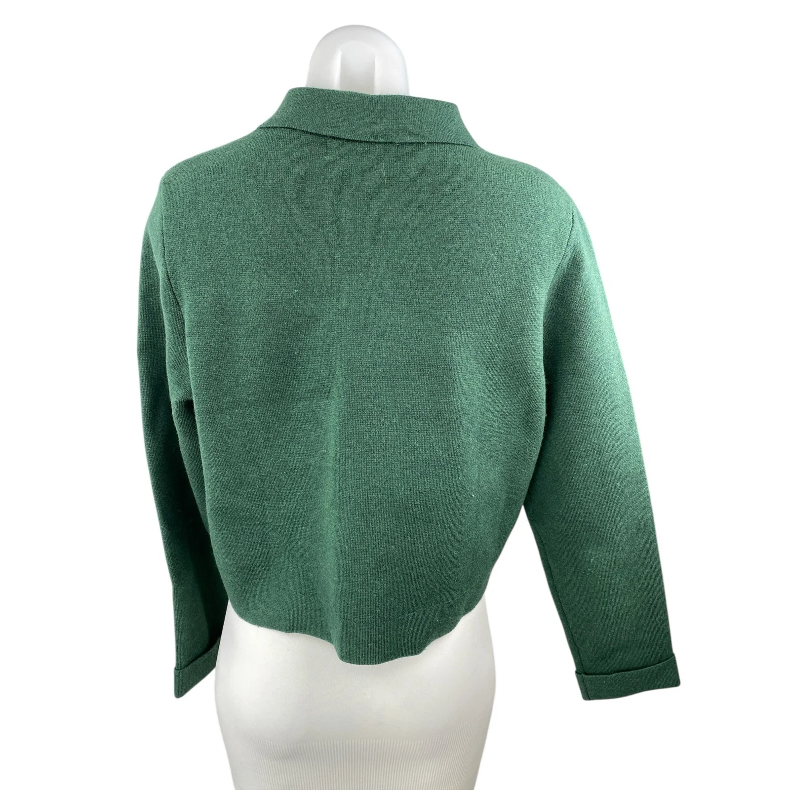 Shy Velvet Women's Green Merino Wool Collared Long Sleeve Shirt Coat Jacket Sz M - Image 2