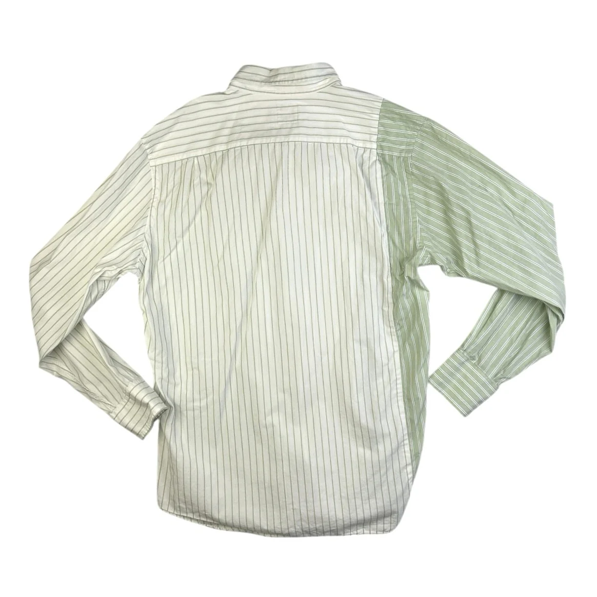 Sibling Men's Green White Pinstripe Colorblock Long Sleeve Button Up Shirt Top S - Image 3