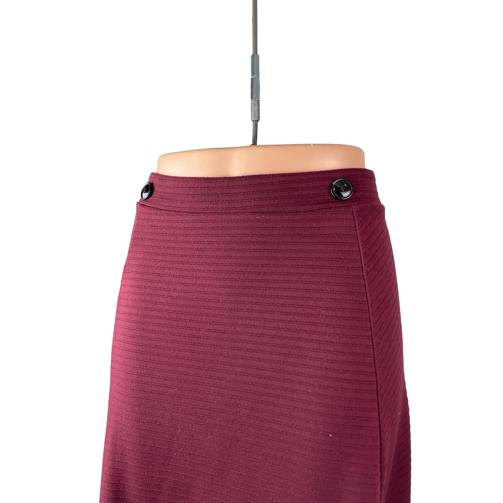Side Party Women's Red Ribbed High Rise Pointelle Maxi Flare Sweater Skirt Sz S - Image 2