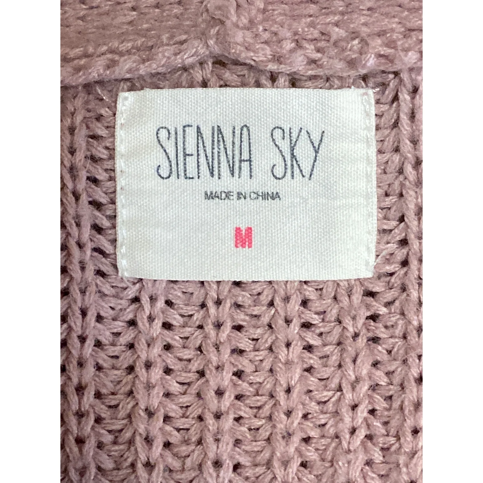 Sienna Sky Pink Ribbed Knit Colorblock Pocket Open Cardigan Sweater Top Size M - Image 5