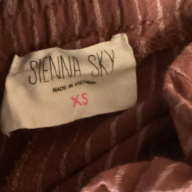 Sienna Sky Pink White Pinstriped Tie High Waisted Paperbag Trouser Pants Size XS - Image 5