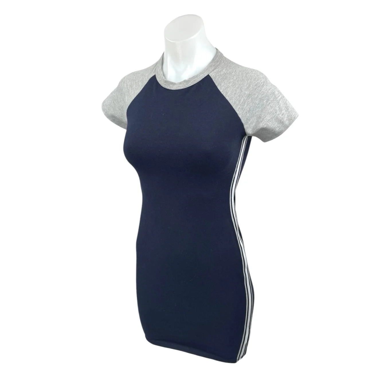 Silence + Noise Blue Gray Short Sleeve Colorblock T Shirt Mini Bodycon Dress XS