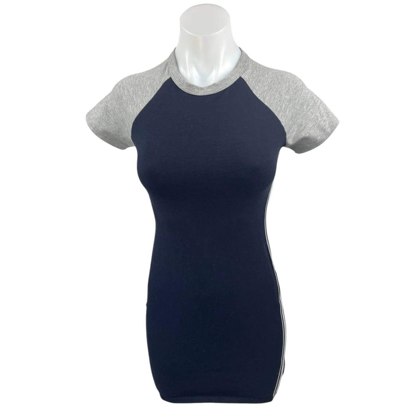 Silence + Noise Blue Gray Short Sleeve Colorblock T Shirt Mini Bodycon Dress XS - Image 2