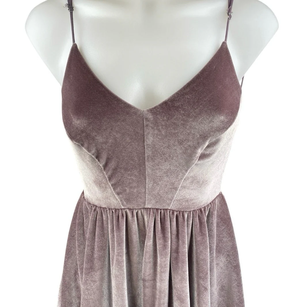 Silence + Noise Purple Velvet Velour Sleeveless Fit & Flare Mini Dress Size XS - Image 3