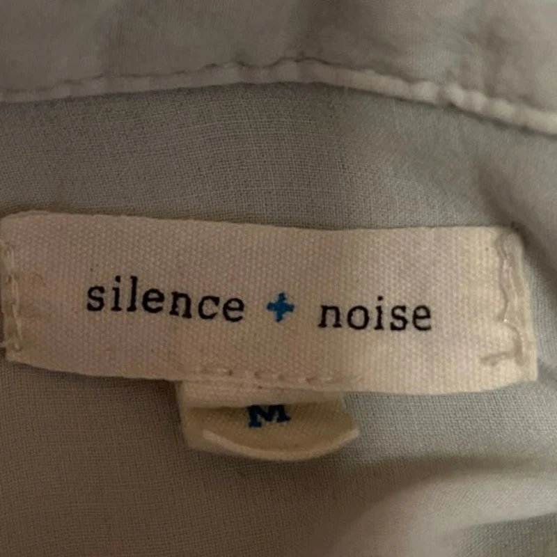 Silence + Noise White Collared V-Neck Dolman Sleeve Pockets Shirt Tunic Top Sz M - Image 3