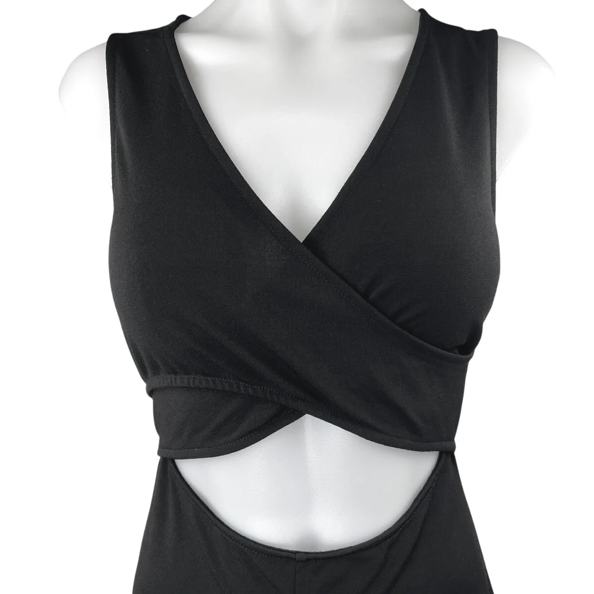 Silence + Noise Women's Black Sleeveless Cutout V-Neck Wrap Jumpsuit Romper S - Image 3